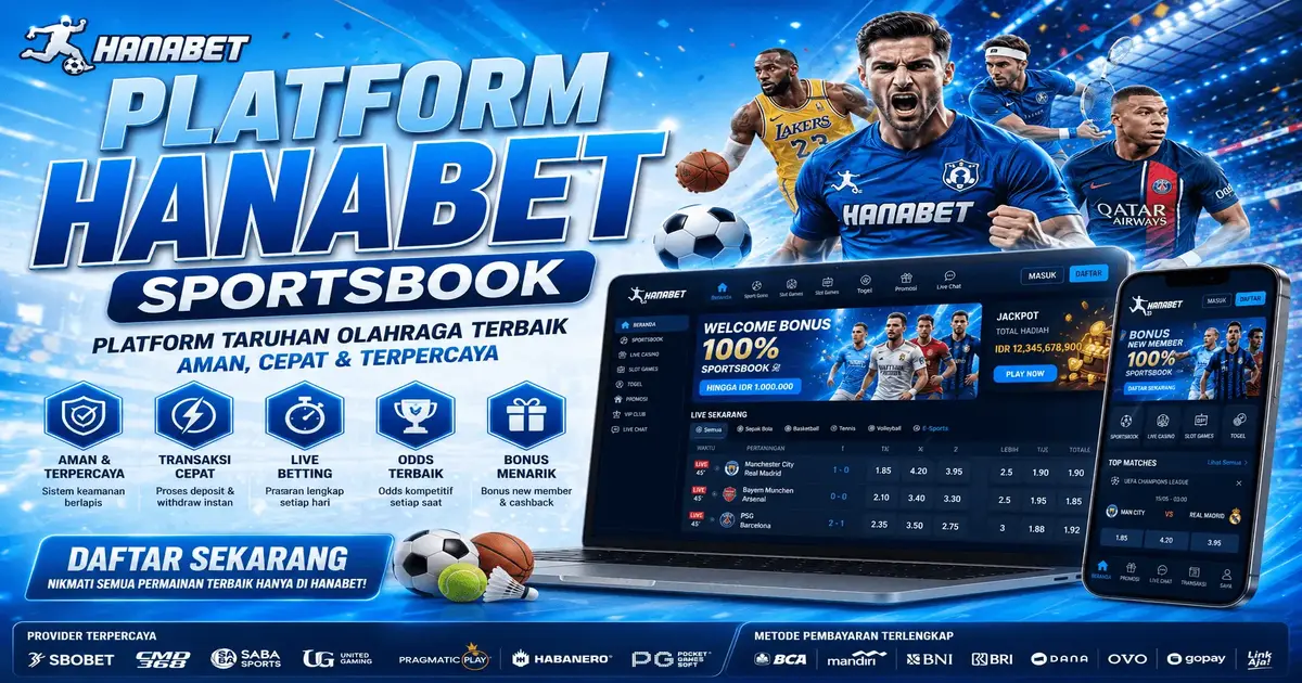 Tampilan platform Hanabet sportsbook taruhan bola online Indonesia