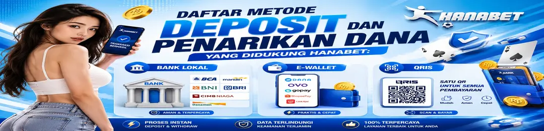 Daftar metode deposit dan penarikan dana yang didukung Hanabet: bank lokal, e-wallet, QRIS, dan kripto